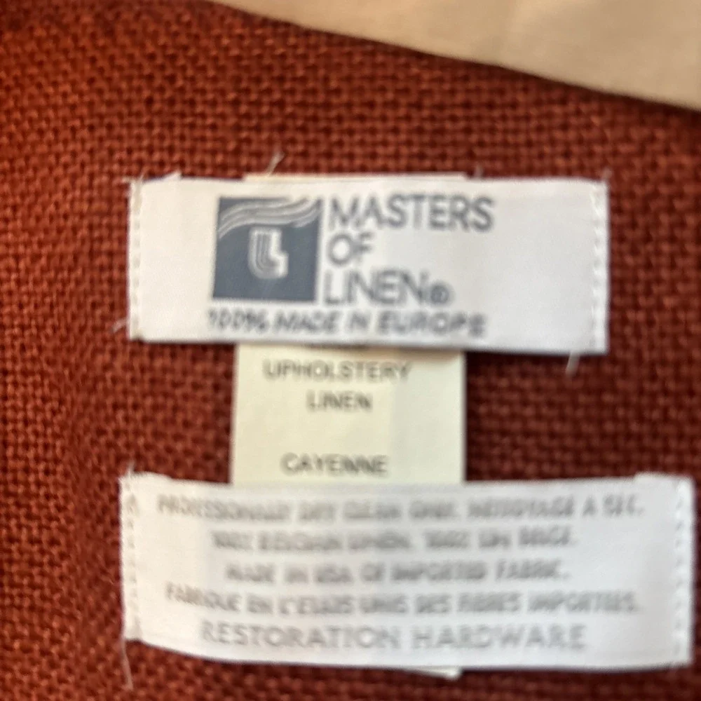 Restoration Hardware Flax European Linen Chyanne Rust2 panels Lined